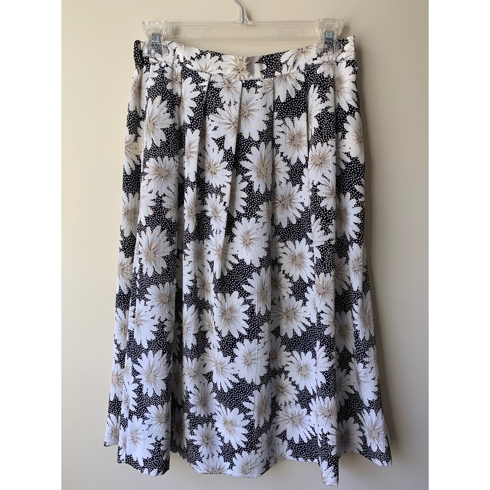 cape cod vintage 90s floral daisy midi pleat skirt